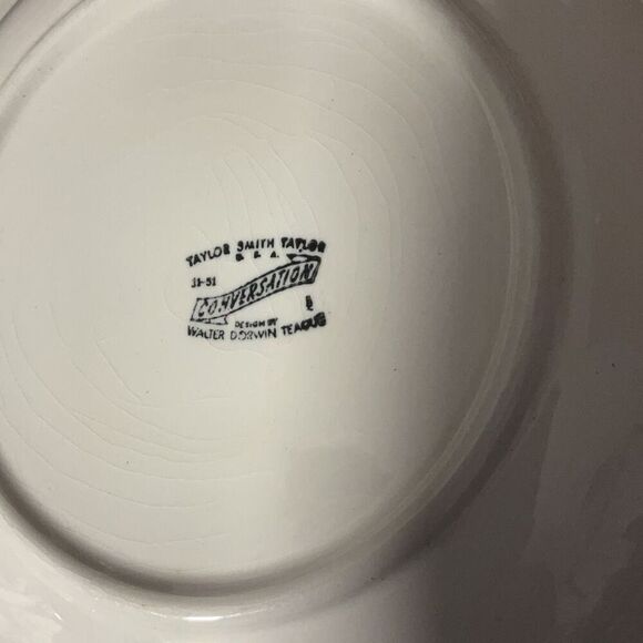 Taylor Smith Taylor USA Vintage Conversation Marsh Violet Soup Bowls Set of 6 - Picture 6 of 6